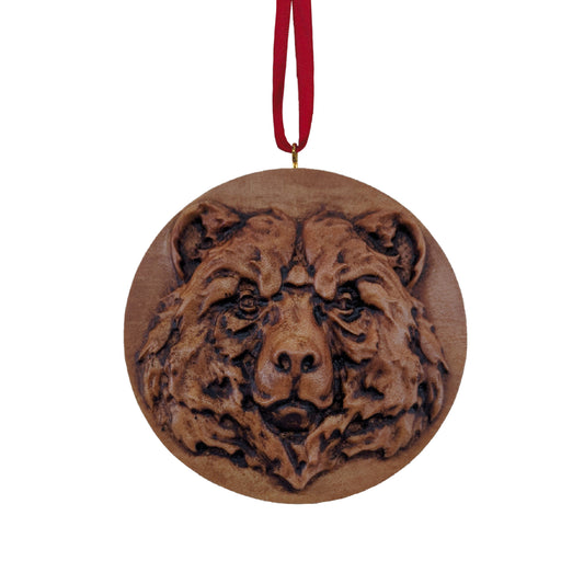Bear Carved Wood Ornament
