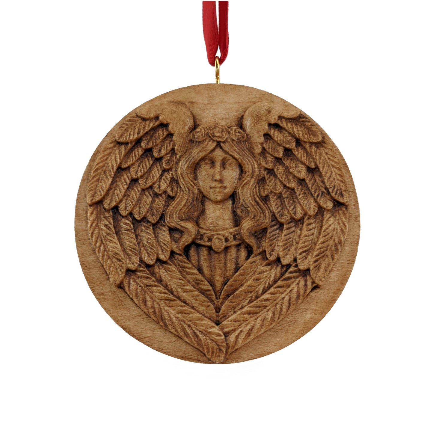 Angel Carved Wood Ornament