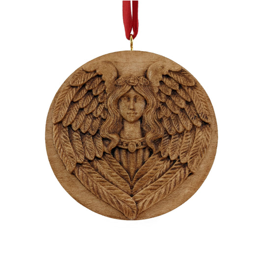 Angel Carved Wood Ornament