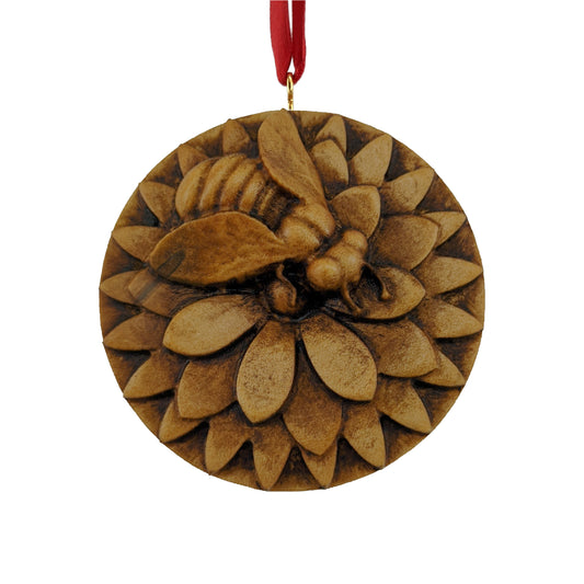 Bee Carved Wood Ornament