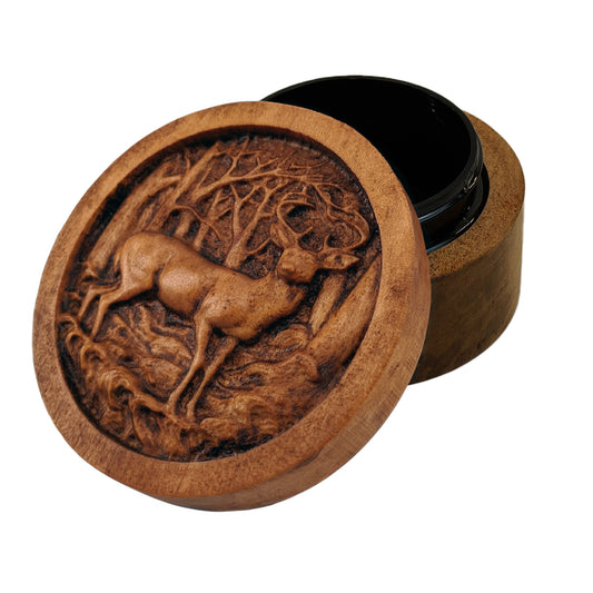 Deer in the Woods Carved Box