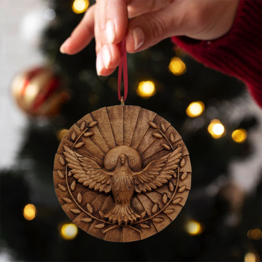 Dove Carved Wood Ornament