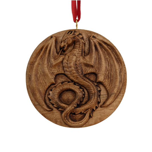 Dragon Carved Wood Ornament