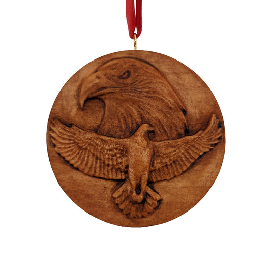 Eagles Carved Wood Ornament