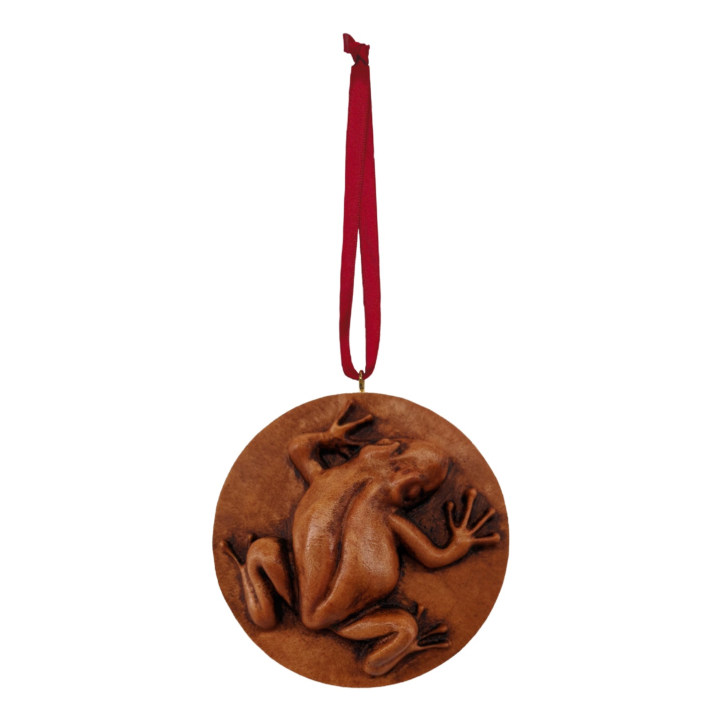 Frog Carved Wood Ornament