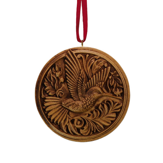 Hummingbird Carved Wood Ornament