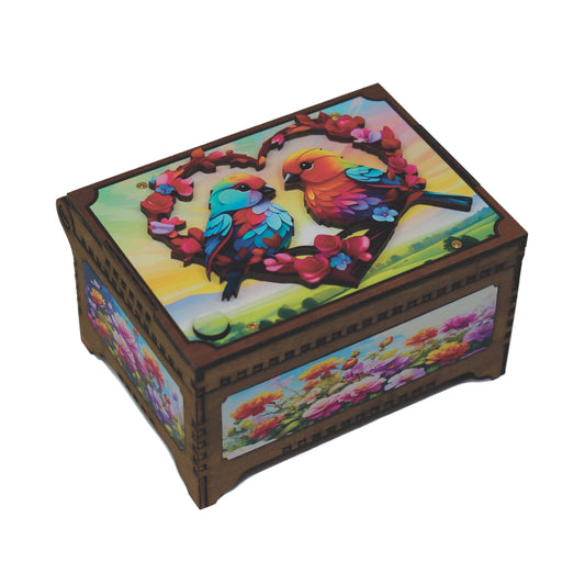 Colorful Lovebirds Music Box