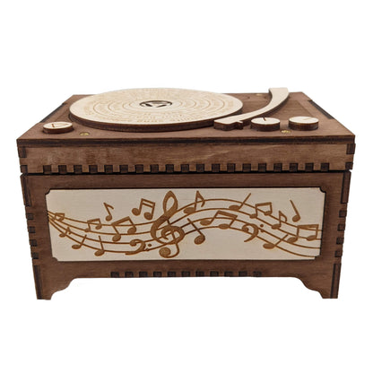 Engraved Record Player Music Box