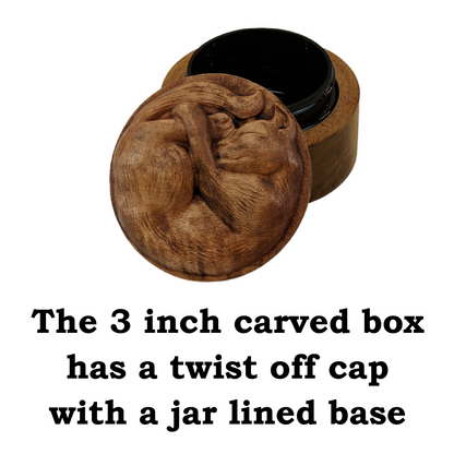 Sleeping Cat Carved Box