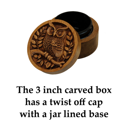 Owl Carved Wood Box