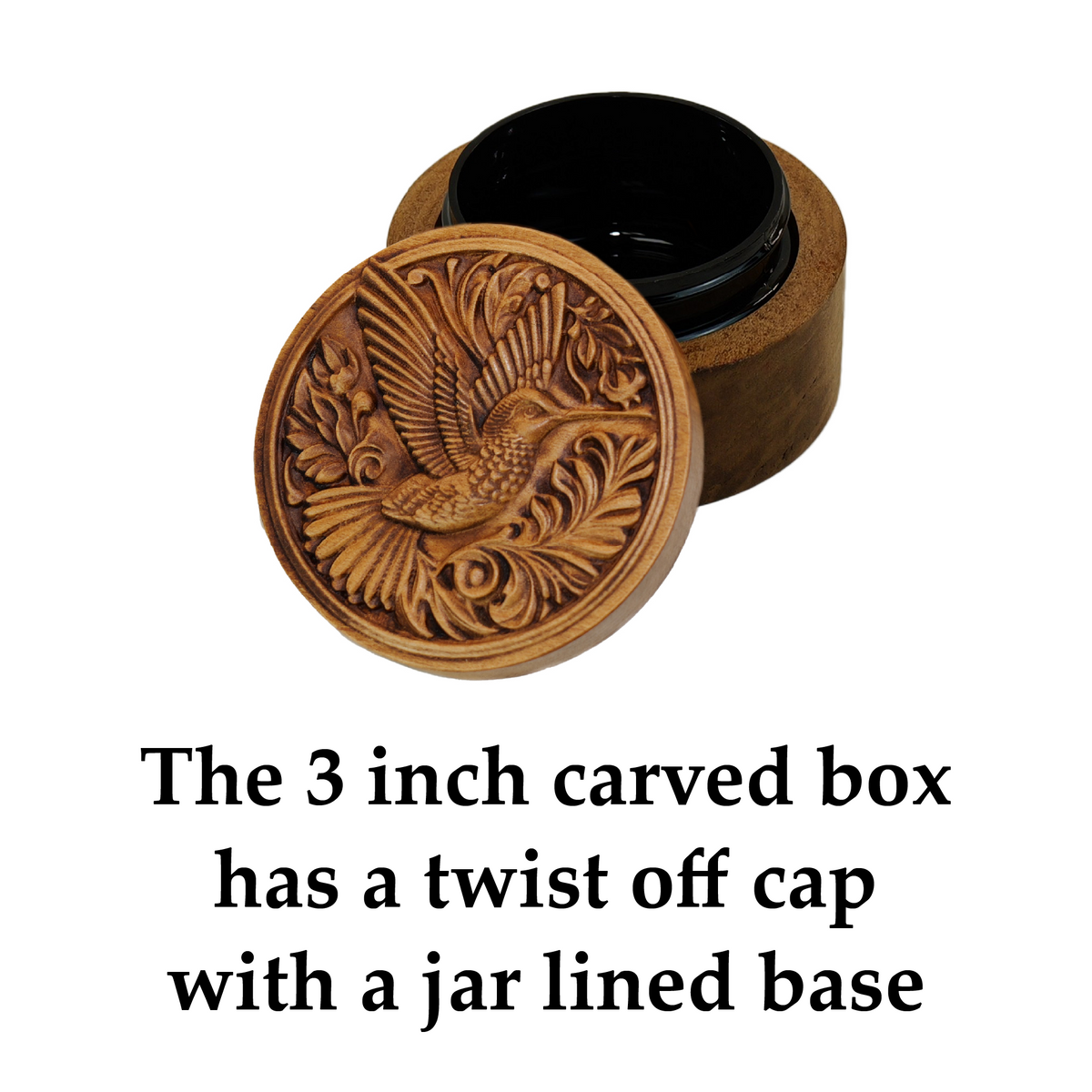 Hummingbird Carved Wood Box