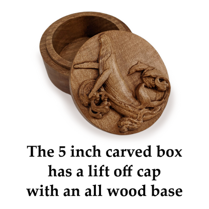 Whale & Dolphins Carved Box