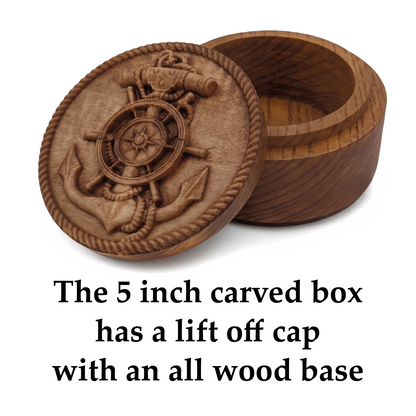 Anchor & Wheel Carved Box