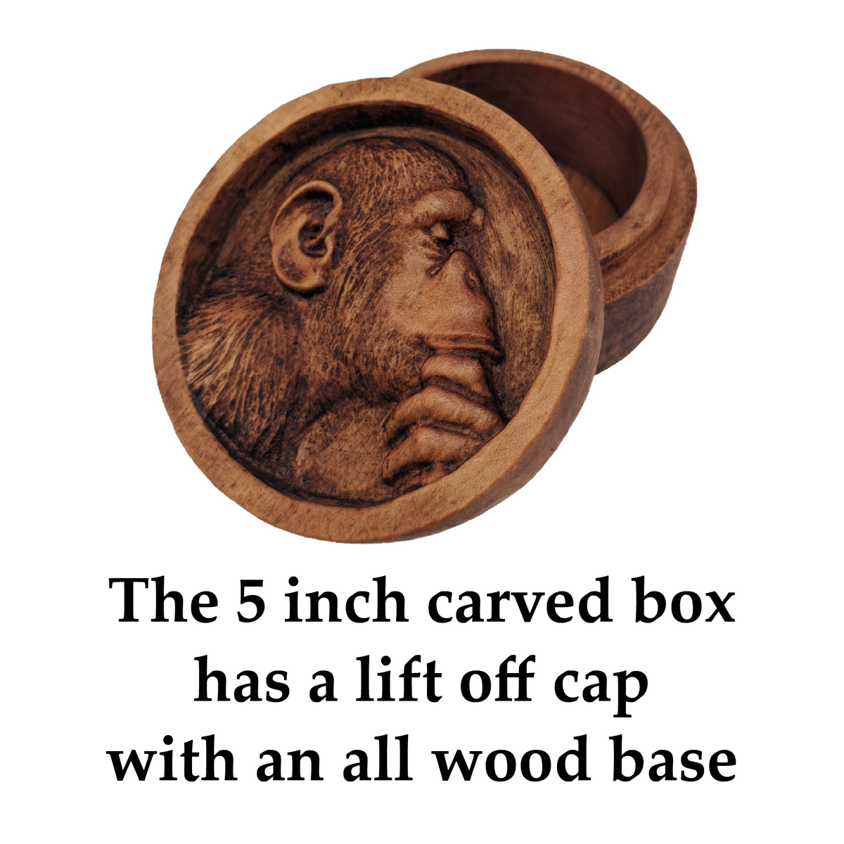 Ape Thinker Carved Box