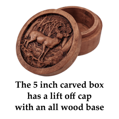 Deer in the Woods Carved Box