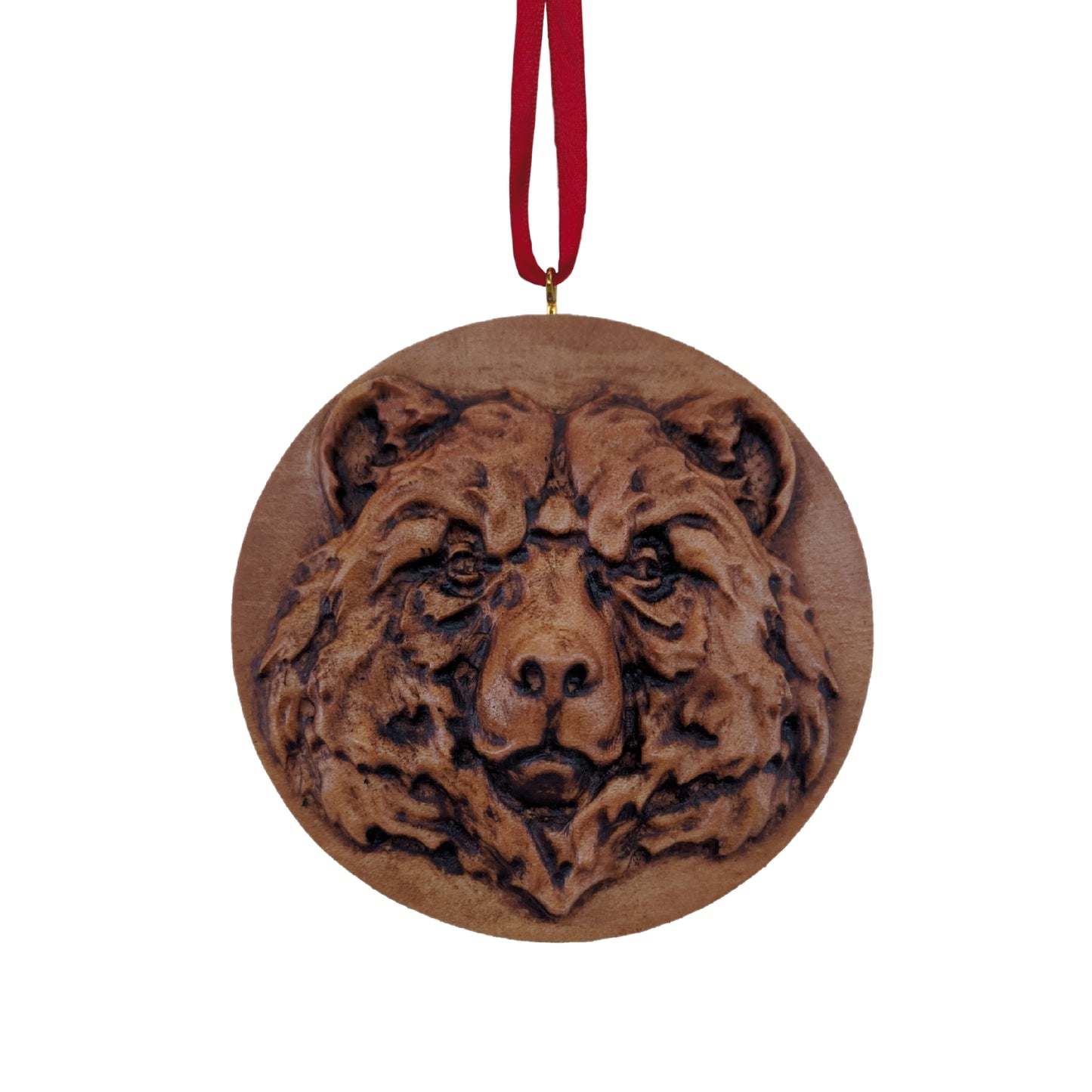 Bear Carved Wood Ornament