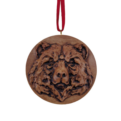 Bear Carved Wood Ornament