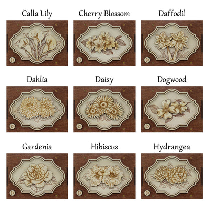 Engraved Flower Ornament | 21 Flower Choices