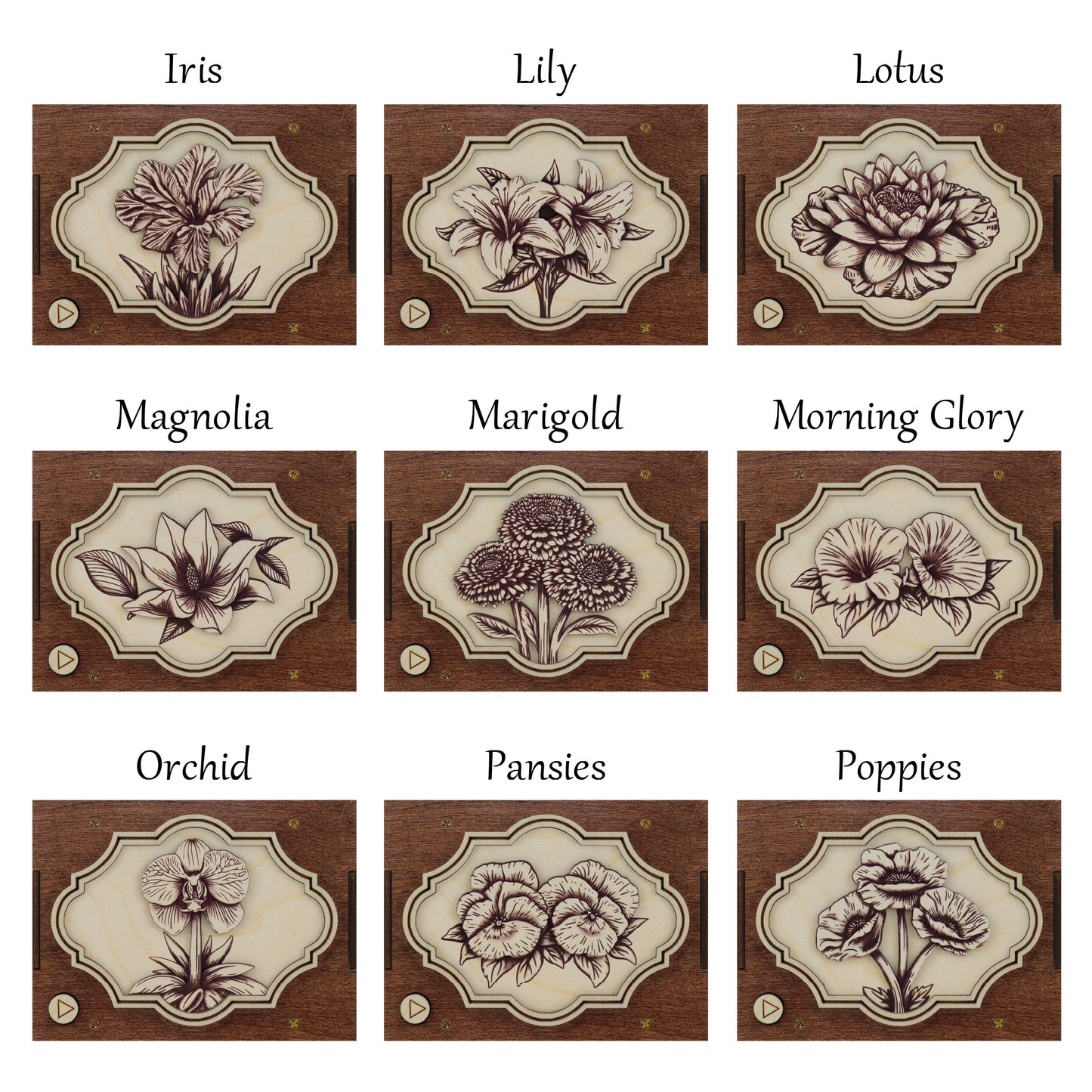 Flower MP3 Musical Ornament, 21 Flower Choices