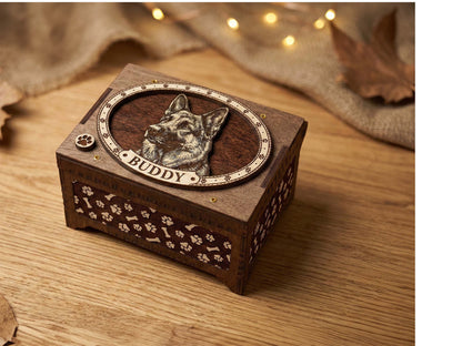 German Shepherd Dog Custom Memorial Music Box, Urn