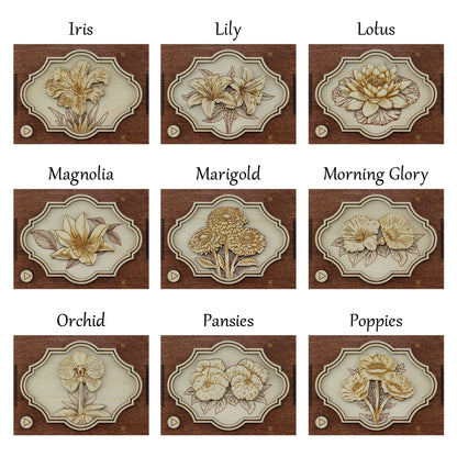 Engraved Flower Ornament | 21 Flower Choices