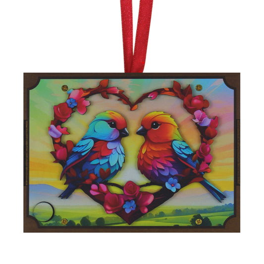 Colorful Lovebirds Ornament