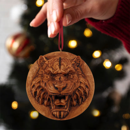 Tiger Carved Wood Ornament