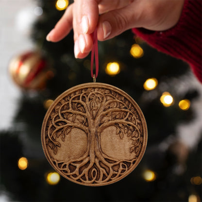 Tree Of Life Carved Wood Ornament