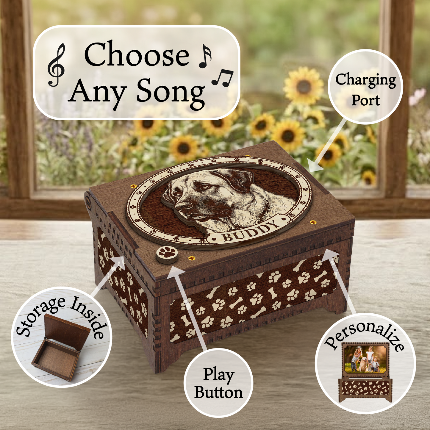 Anatolian Shepherd Dog Custom Memorial Music Box, Keepsake Urn