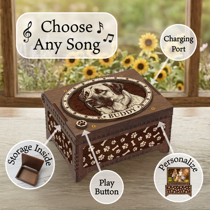 Anatolian Shepherd Dog Custom Memorial Music Box, Keepsake Urn