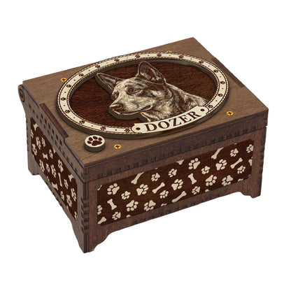 Australian Cattle Dog Custom Memorial Music Box, Keepsake Urn