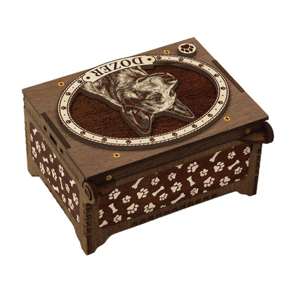 Australian Cattle Dog Custom Memorial Music Box, Keepsake Urn