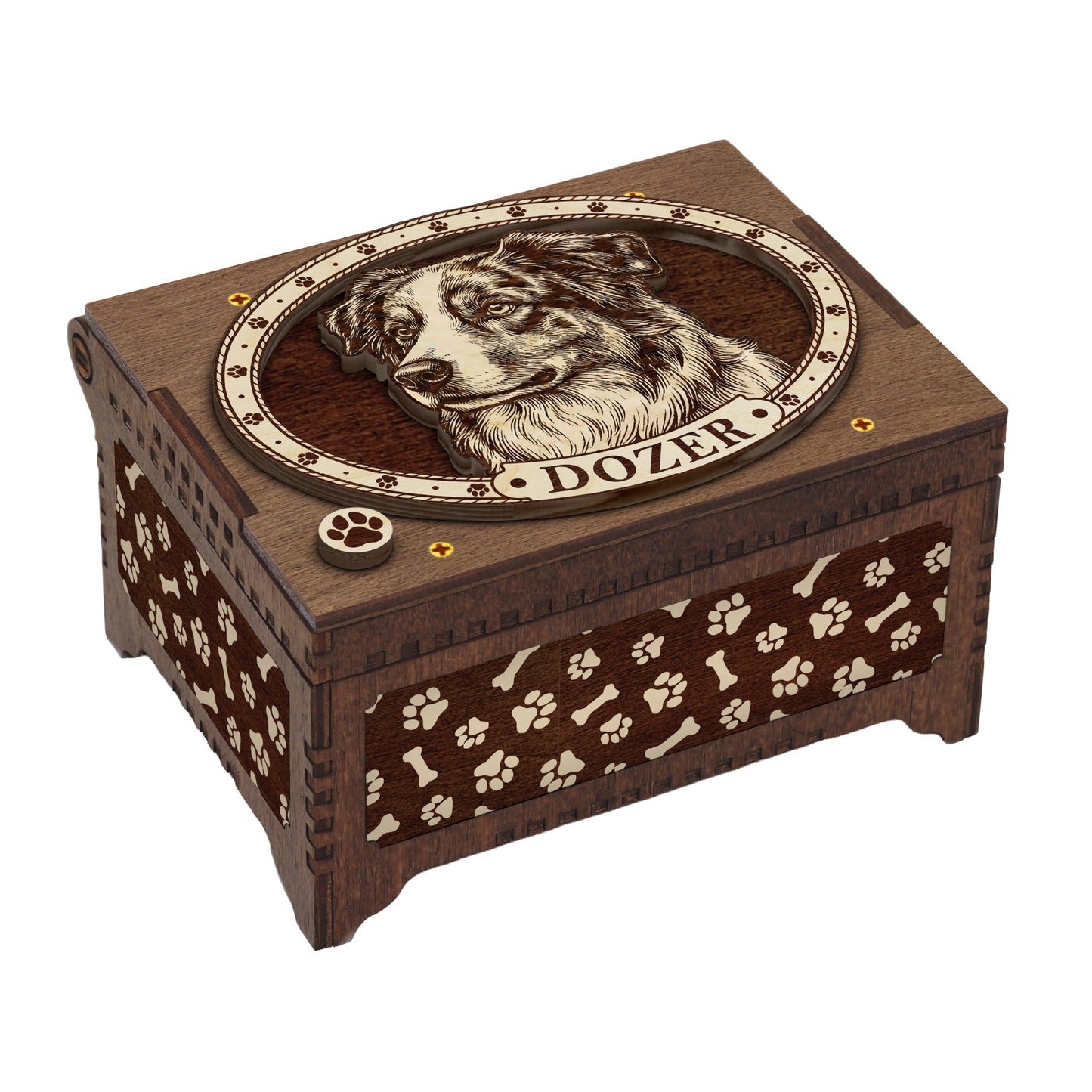 Australian Shepherd Dog Custom Memorial Music Box, Urn