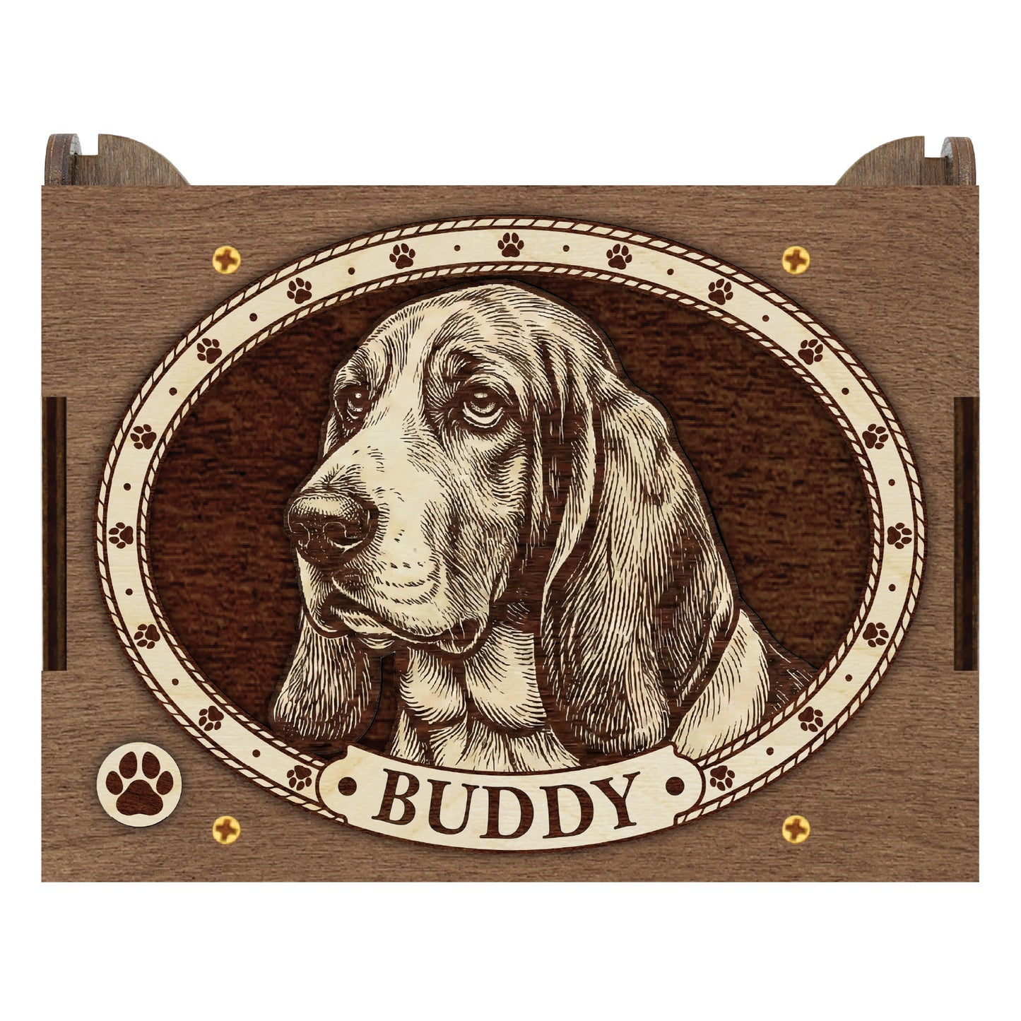 Basset Hound Dog Custom Memorial Music Box, Keepsake Urn