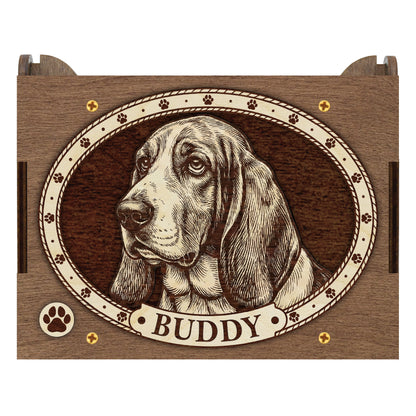 Basset Hound Dog Custom Memorial Music Box, Keepsake Urn