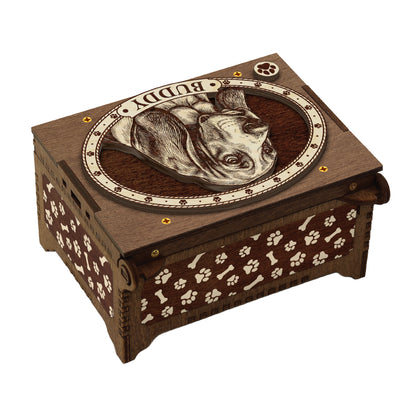 Basset Hound Dog Custom Memorial Music Box, Keepsake Urn