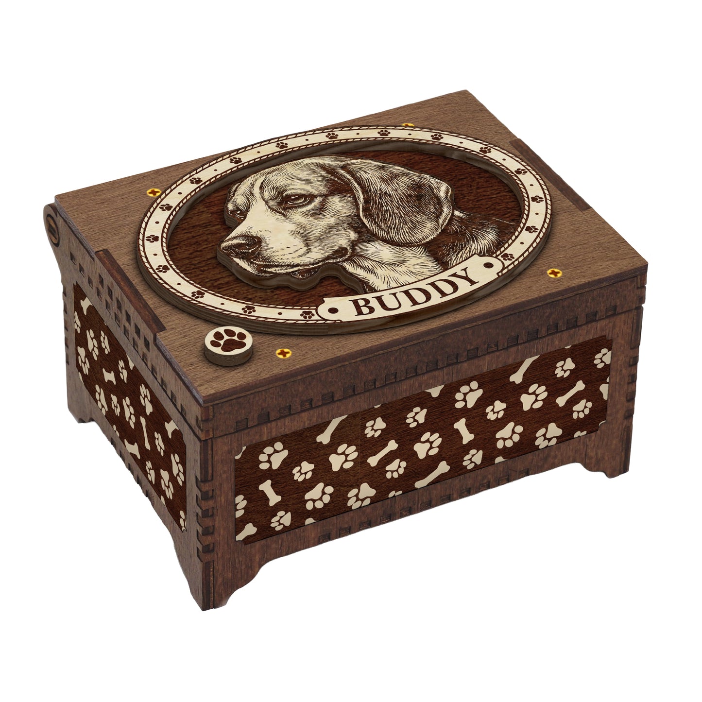 Beagle Dog Custom Memorial Music Box, Keepsake Urn