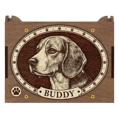Beagle Dog Custom Memorial Music Box, Keepsake Urn