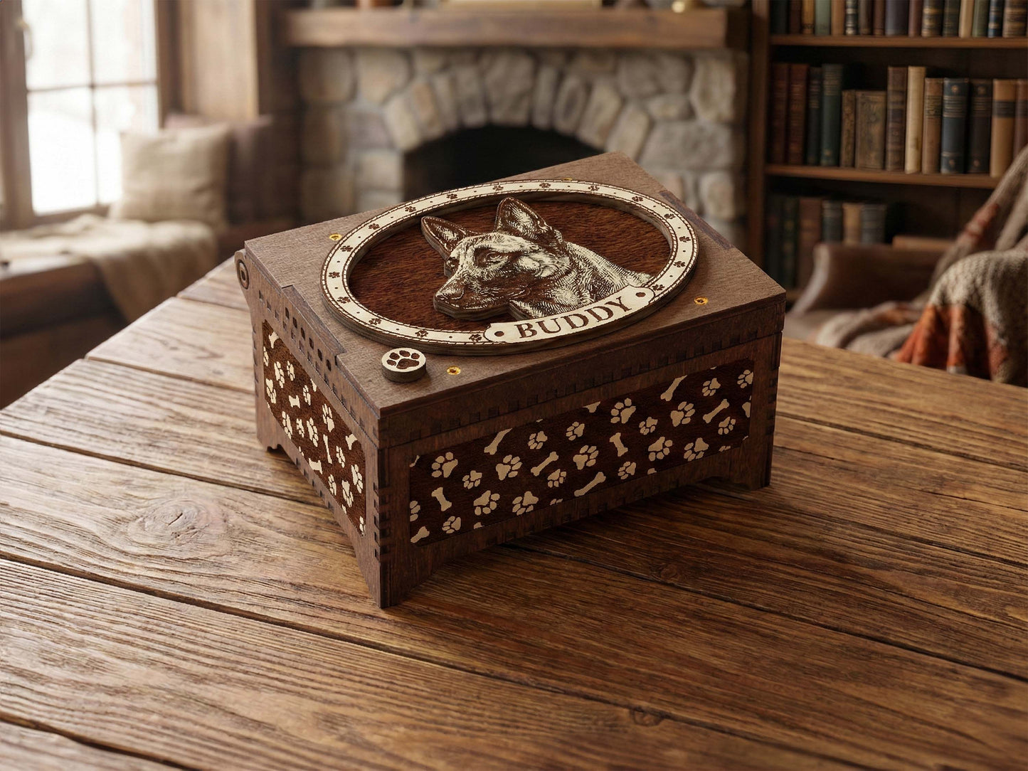 Belgian Malinois Dog Custom Memorial Music Box, Urn