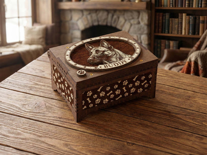 Belgian Malinois Dog Custom Memorial Music Box, Urn