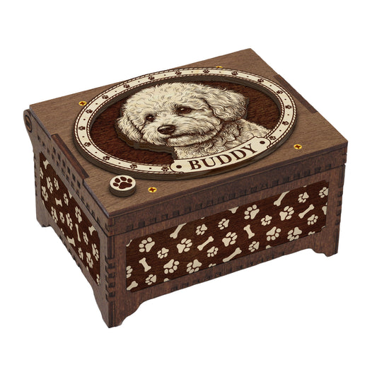 Bichon Frise Dog Custom Memorial Music Box, Urn