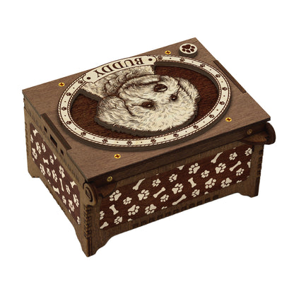 Bichon Frise Dog Custom Memorial Music Box, Urn