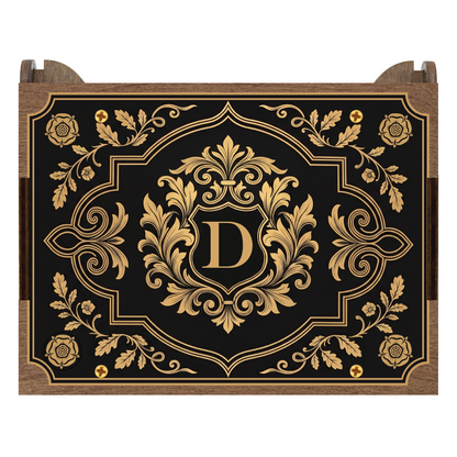 Monogram Wooden Music Box, Baroque Black & Gold Custom Initial Keepsake