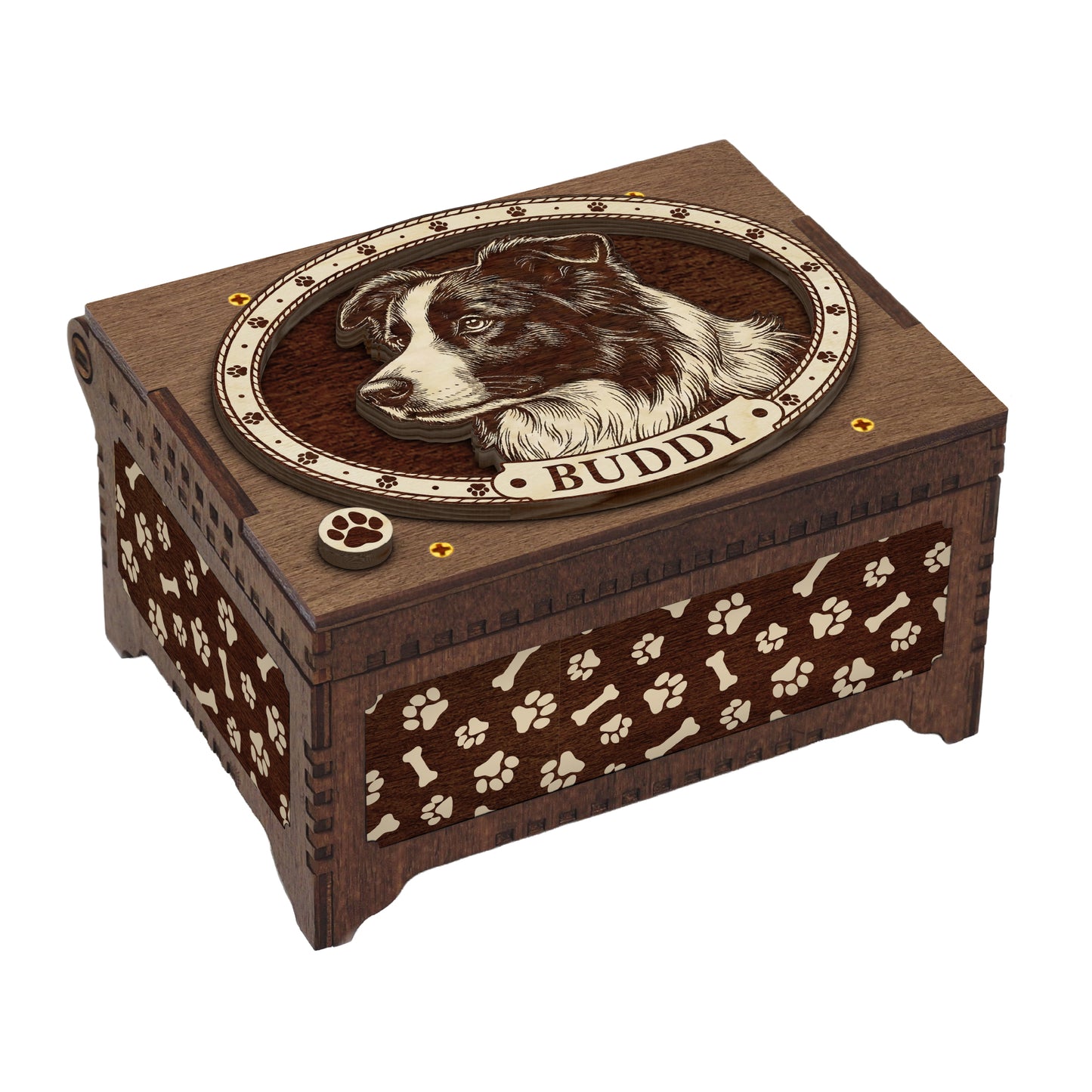 Border Collie Dog Custom Memorial Music Box, Urn