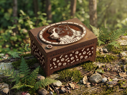 Border Collie Dog Custom Memorial Music Box, Urn