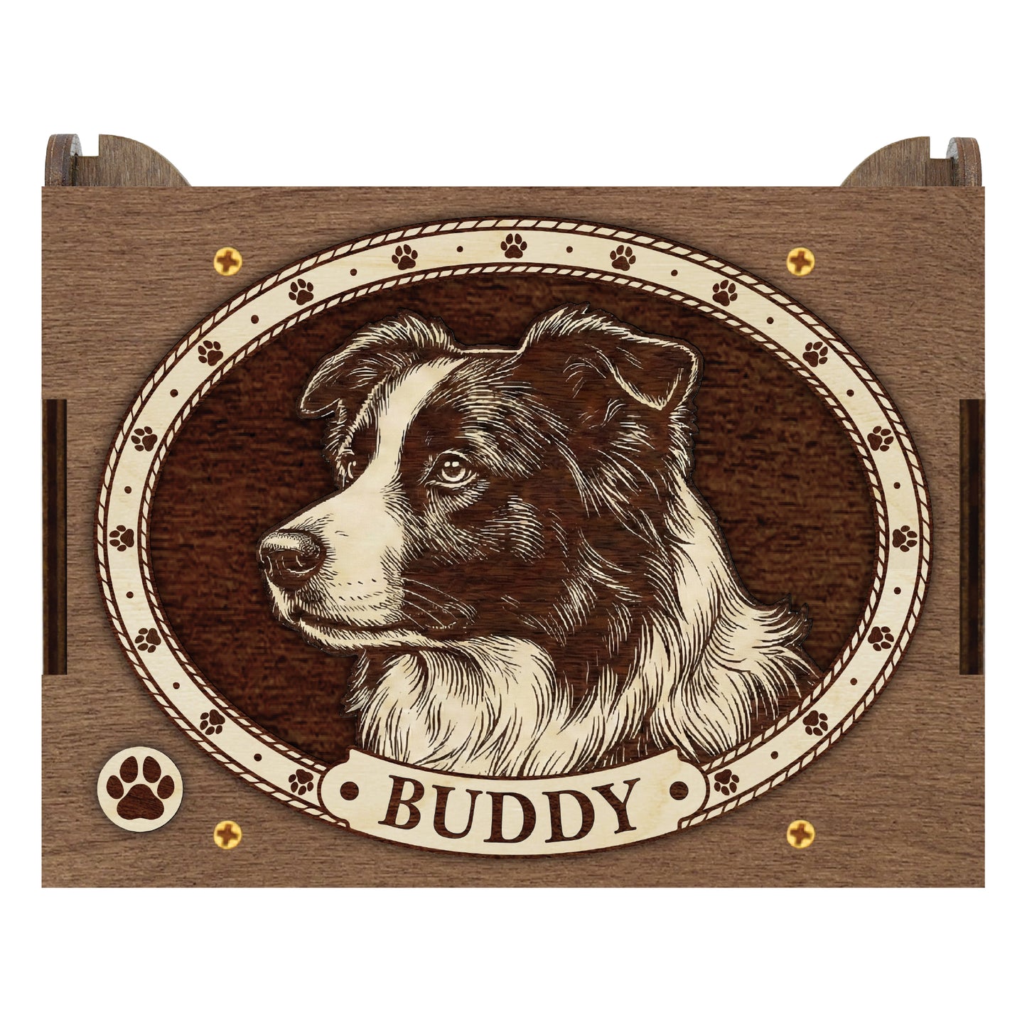 Border Collie Dog Custom Memorial Music Box, Urn