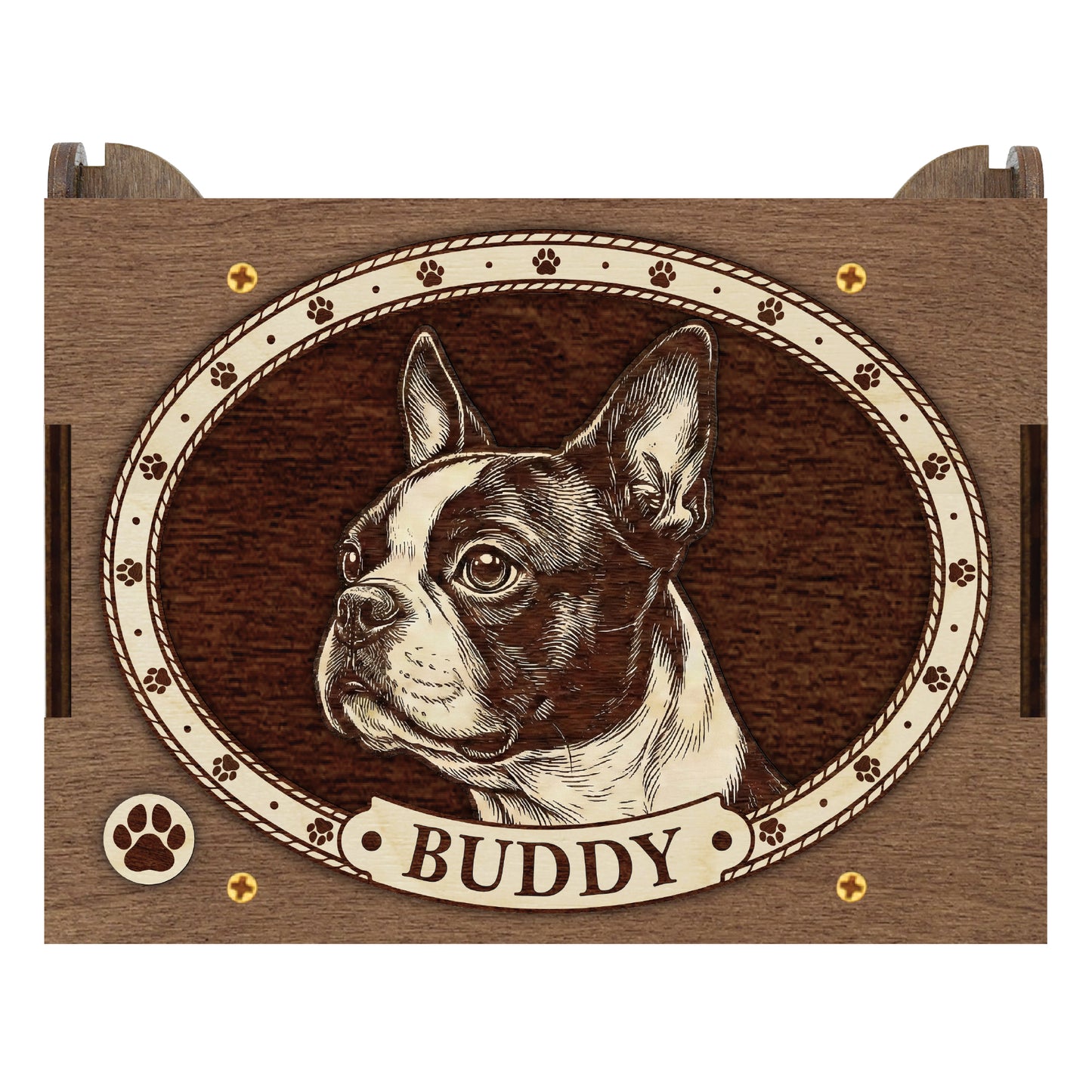 Boston Terrier Dog Custom Memorial Music Box, Urn