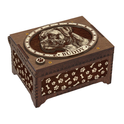 Boxer Dog Custom Memorial Music Box, Keepsake Urn