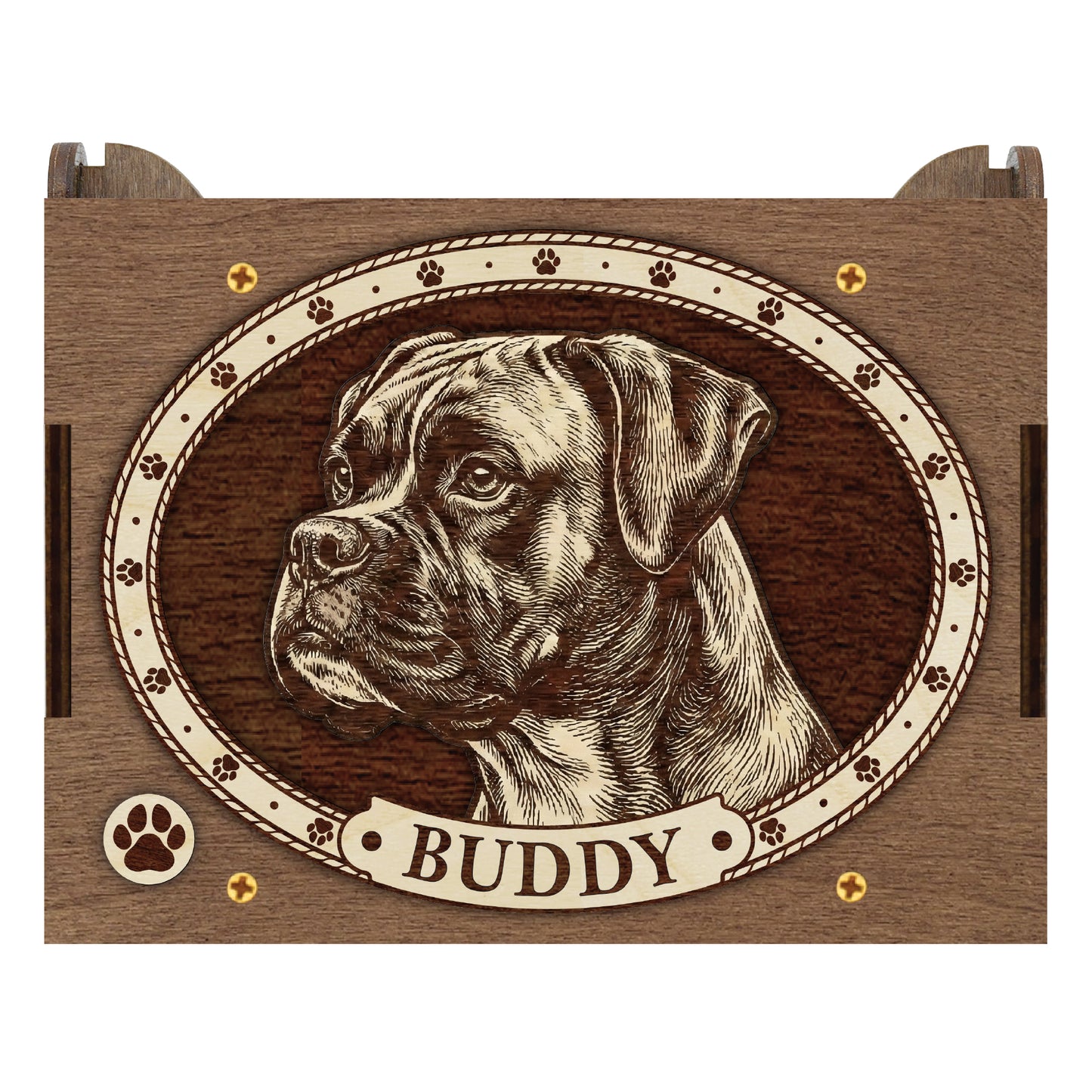 Boxer Dog Custom Memorial Music Box, Keepsake Urn