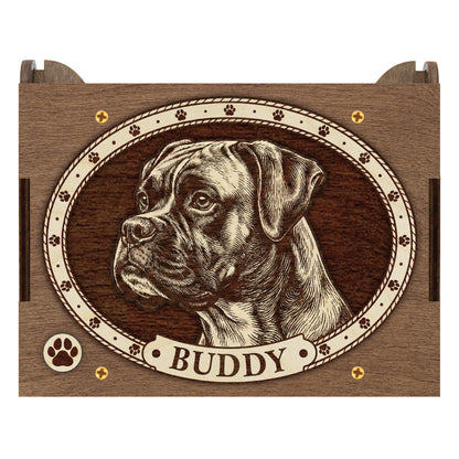 Boxer Dog Custom Memorial Music Box, Keepsake Urn